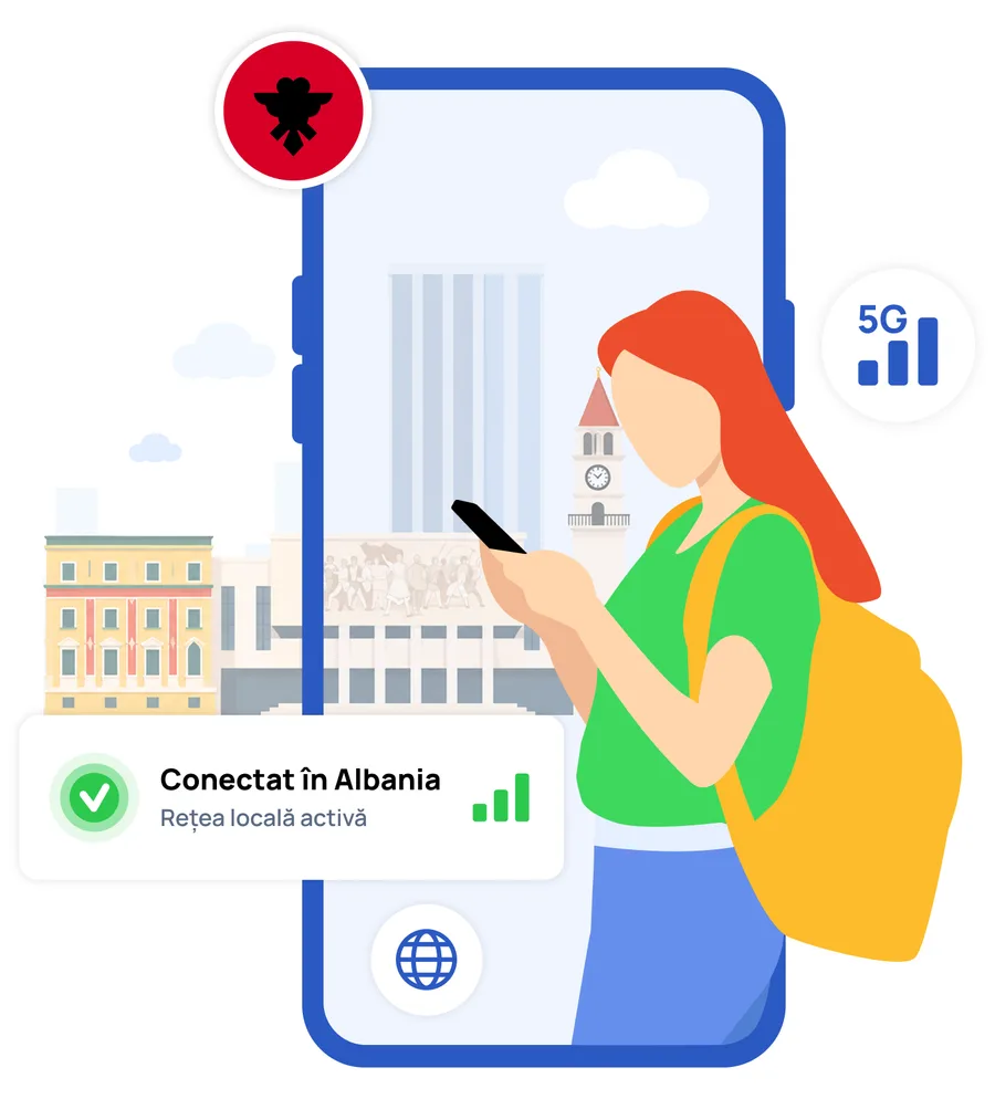 Ilustrație eSIM Pago pentru Albania