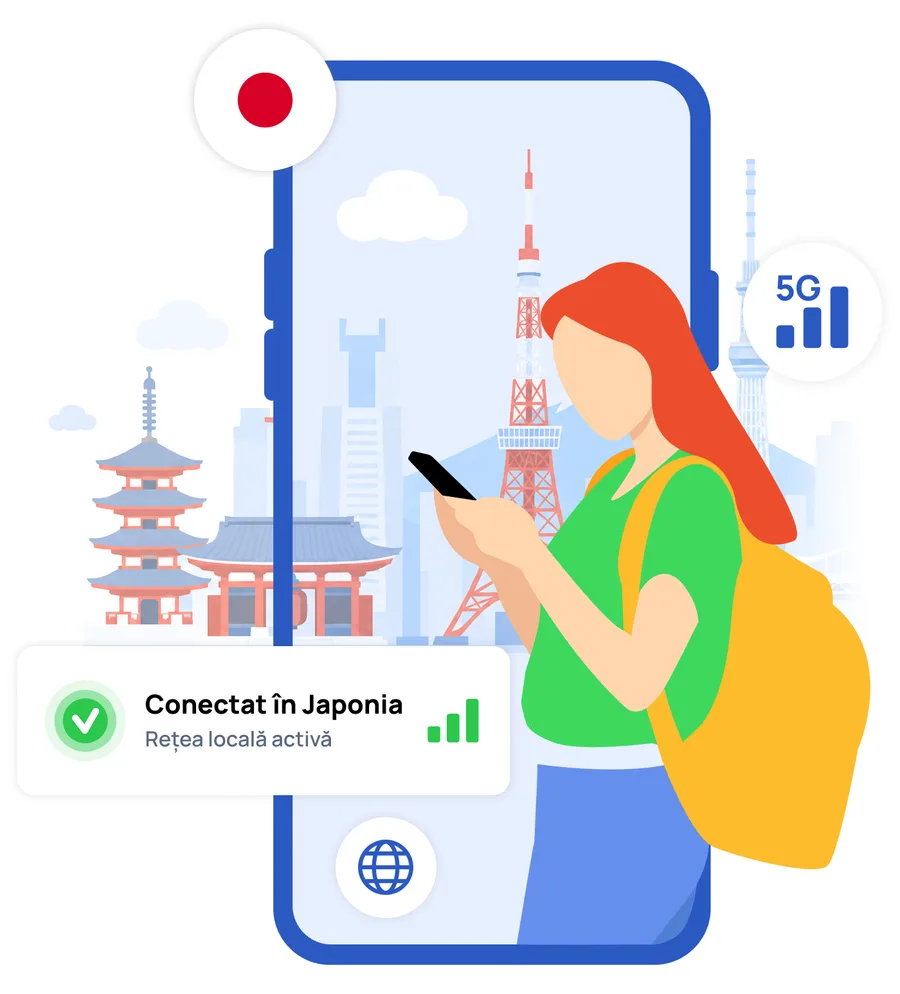 Ilustrație eSIM Pago pentru Japonia
