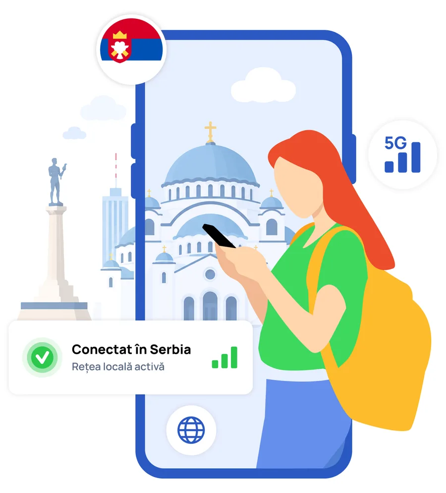 Ilustrație eSIM Pago pentru Serbia
